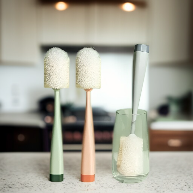 Multipurpose Sponge Cleaning Brush for Cups and Bottles, Detachable Head Design