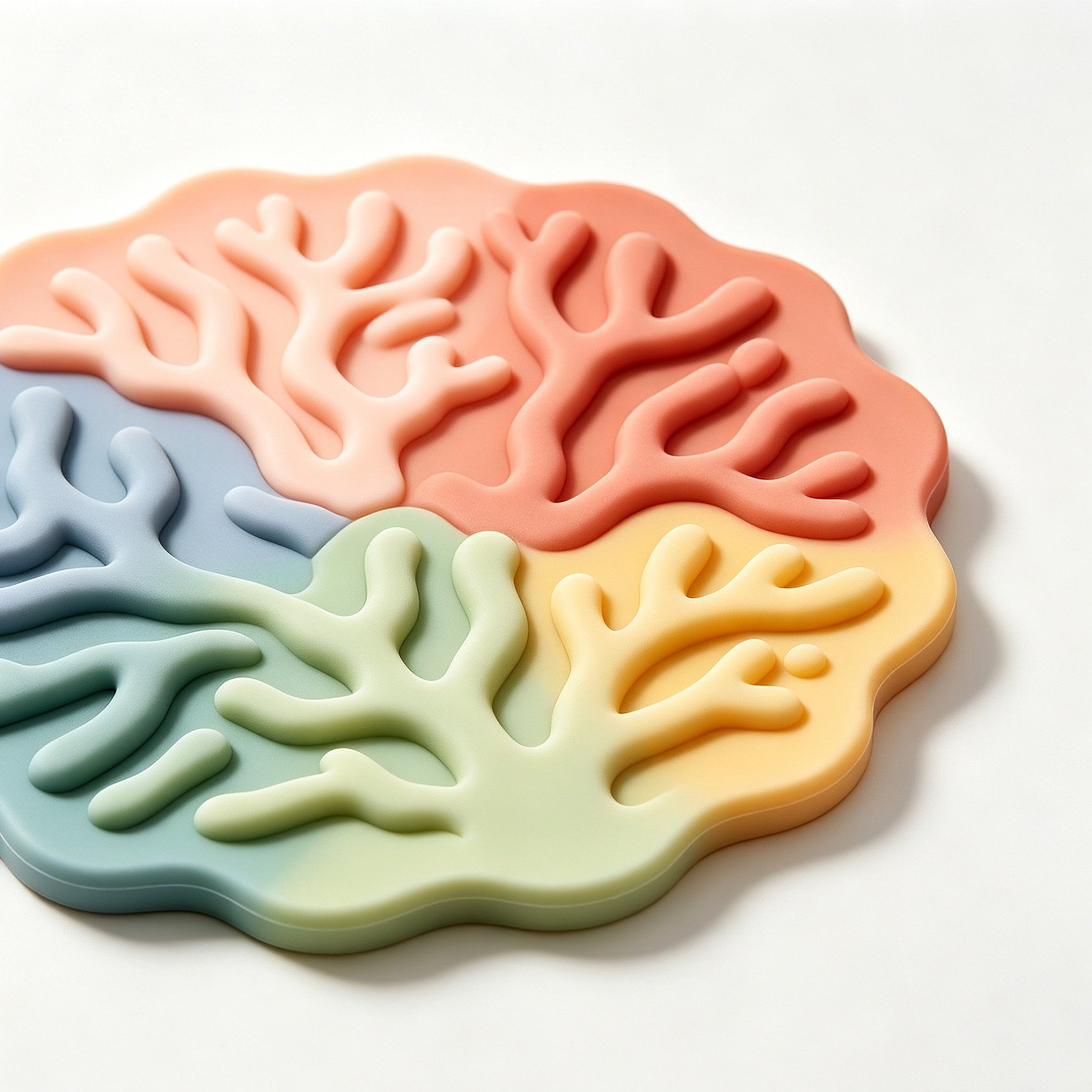 Tropical themed silicone coaster with coral design