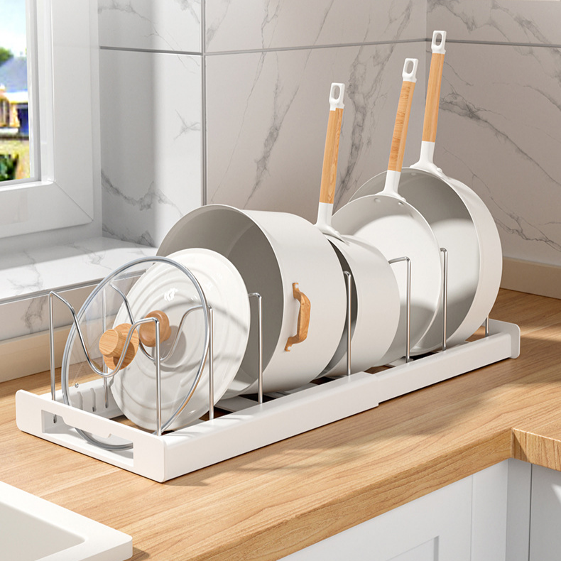 置物架拉伸可調節鍋蓋收納盒 廚房架子收納箱可伸縮鍋蓋收納盒