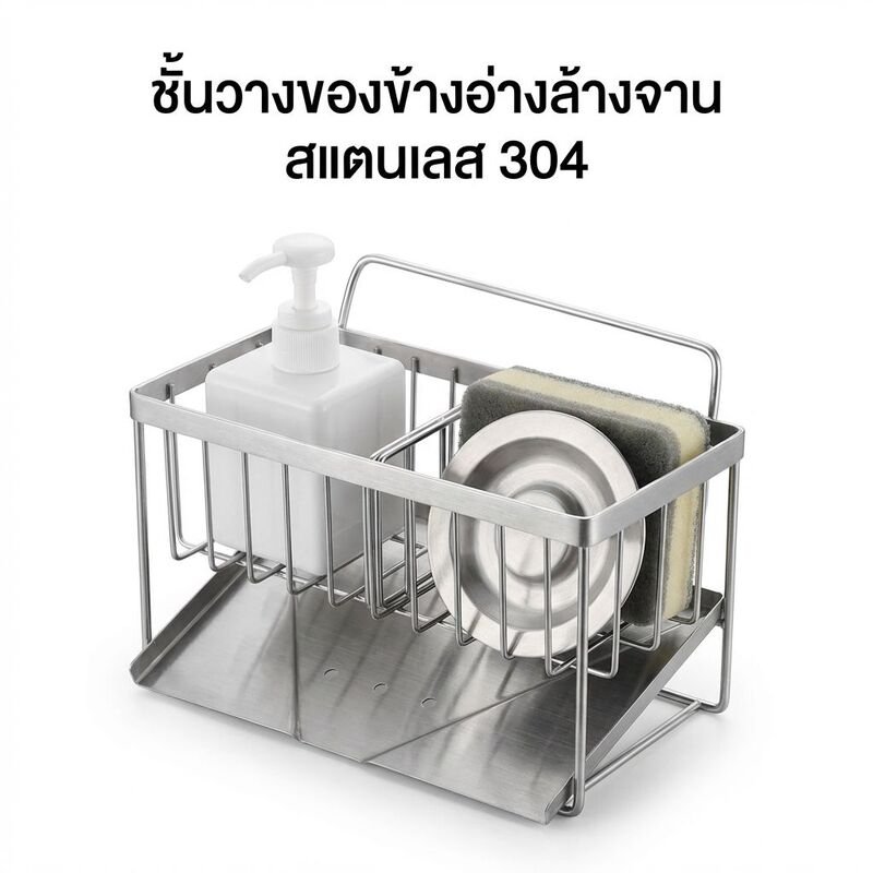 ชั้นวางของในอ่างล้างจาน ที่แขวนผ้าเช็ดจาน ฟองน้ำ ชั้นวางระบายน้ำในครัว