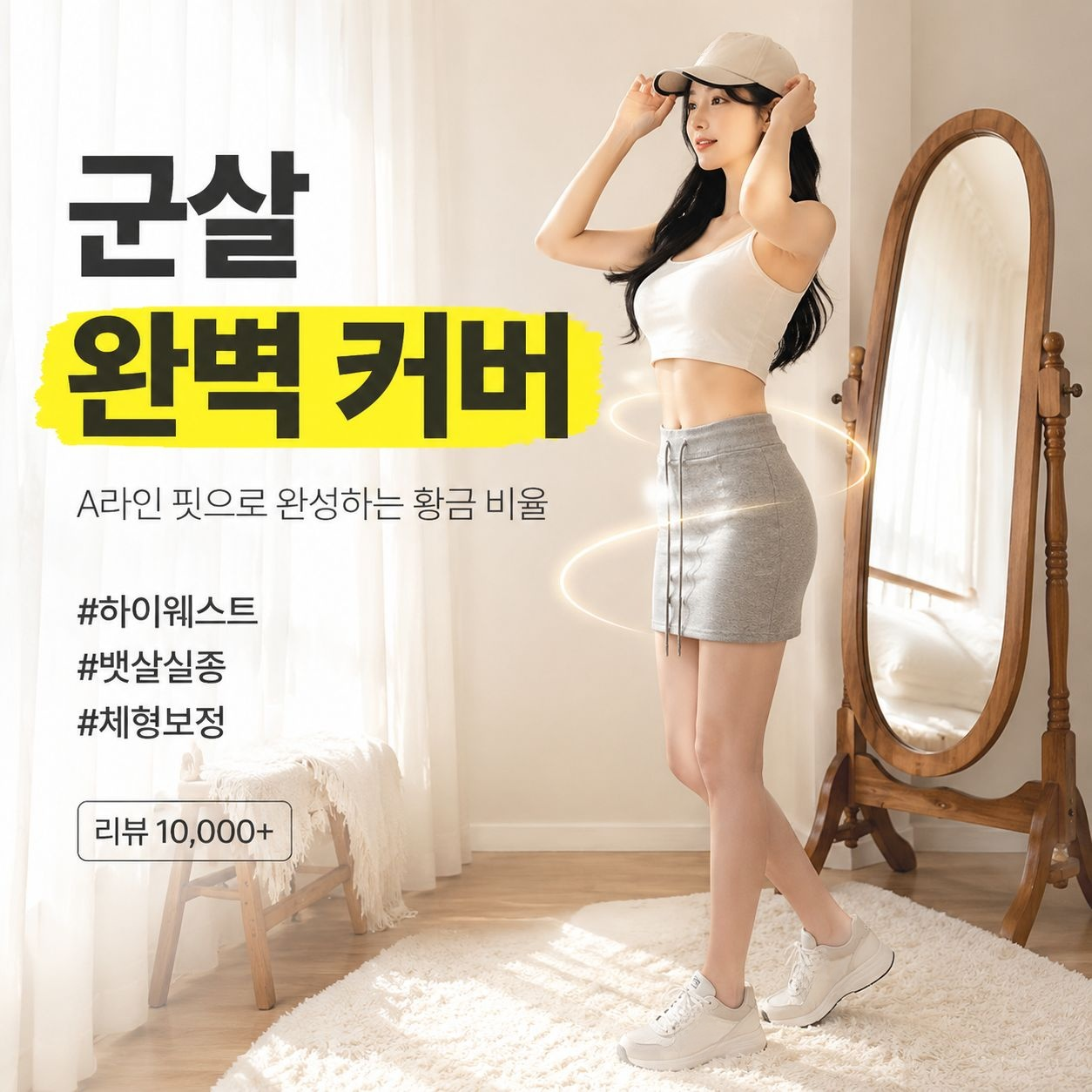 그레이 하이웨스트 스트링 랩스커트, 캐주얼 슬림핏 A라인 스커트