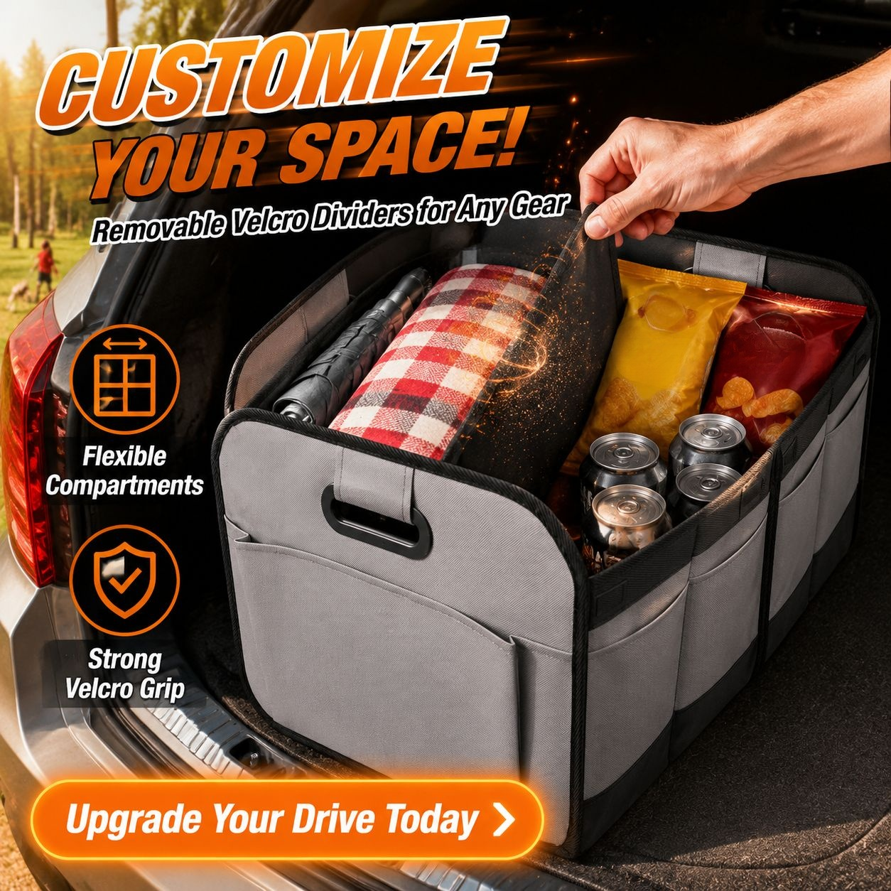 Multifunctional Foldable Car Storage Box, Convenient Compartment Organizer