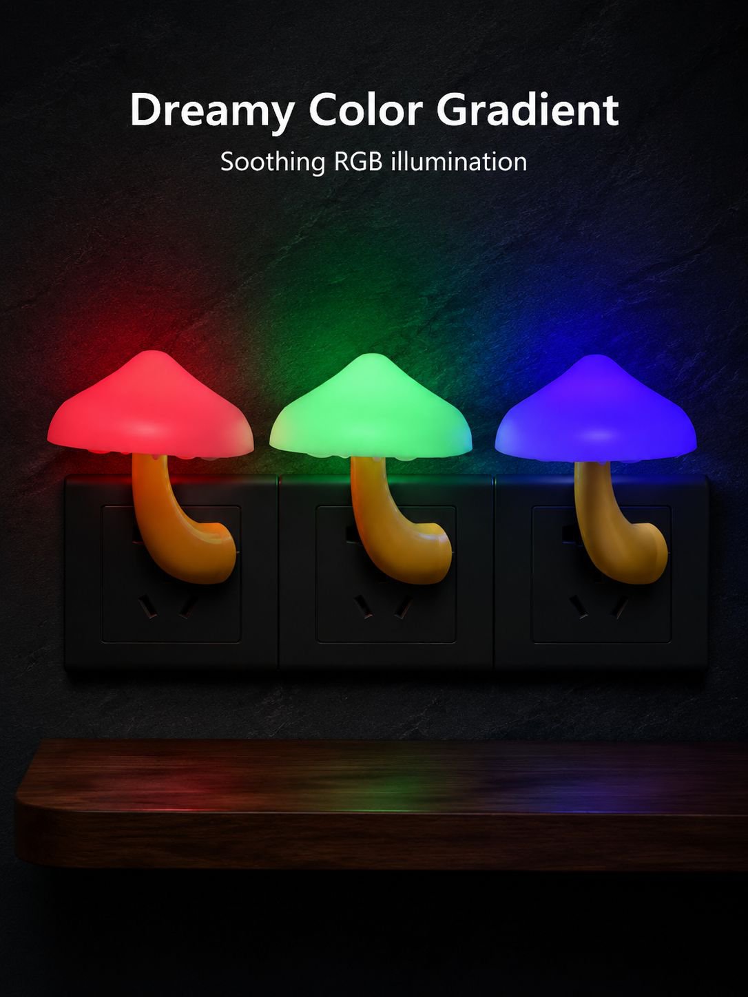LED Night Lights Mushroom Shape Automatic Sensor Toilet Bedroom Decor Wall Lamps Light-control Senso