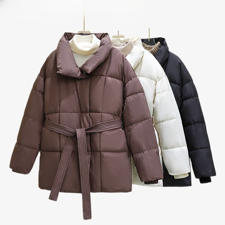 여성 하프 패딩 아우터 허리 여리여리 도톰 패딩 박시 패딩