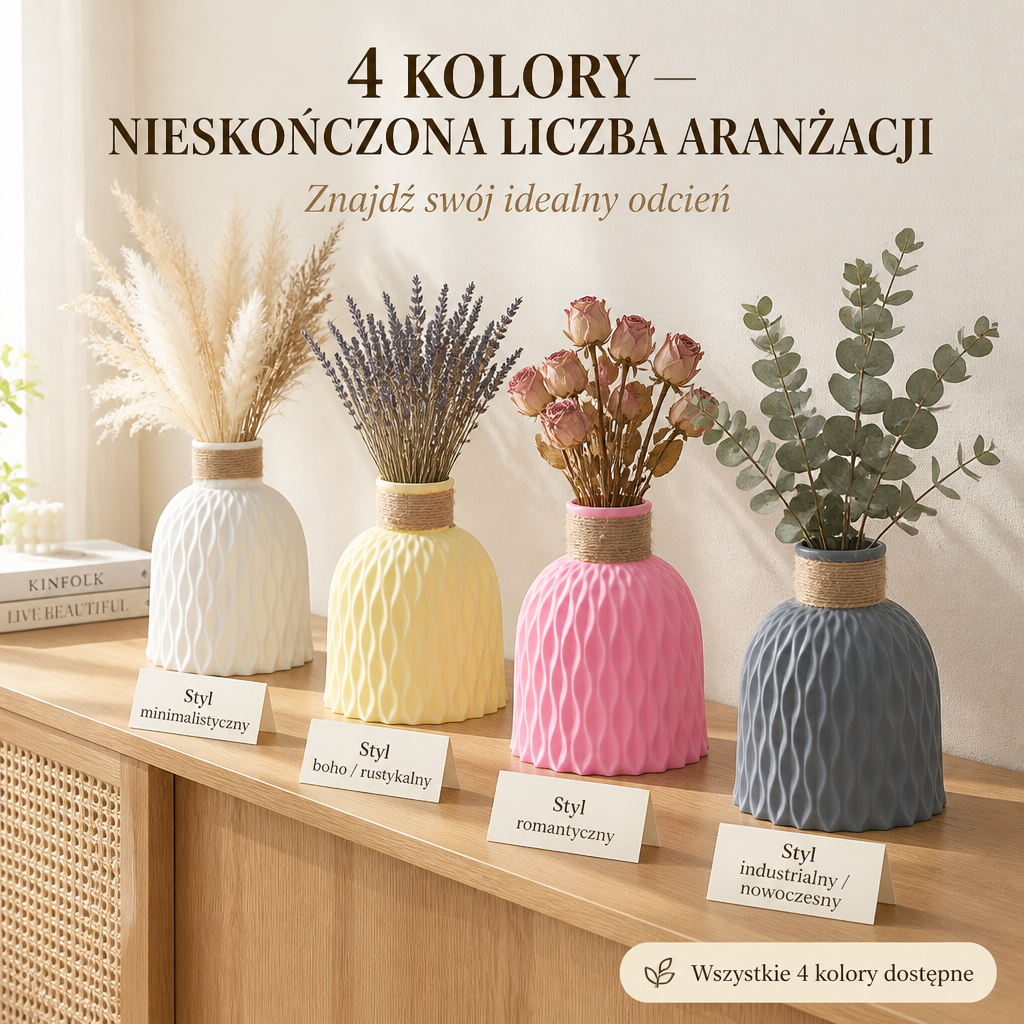 Wytrzymały wazon plastikowy z wzorem ananasa i fakturą fal