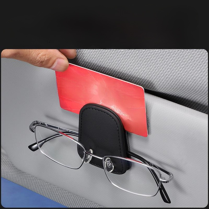 Multifunctional Car Glasses Clip Car Glasses Frame Leather Car Sun Visor Storage Box Car Sunglasses 