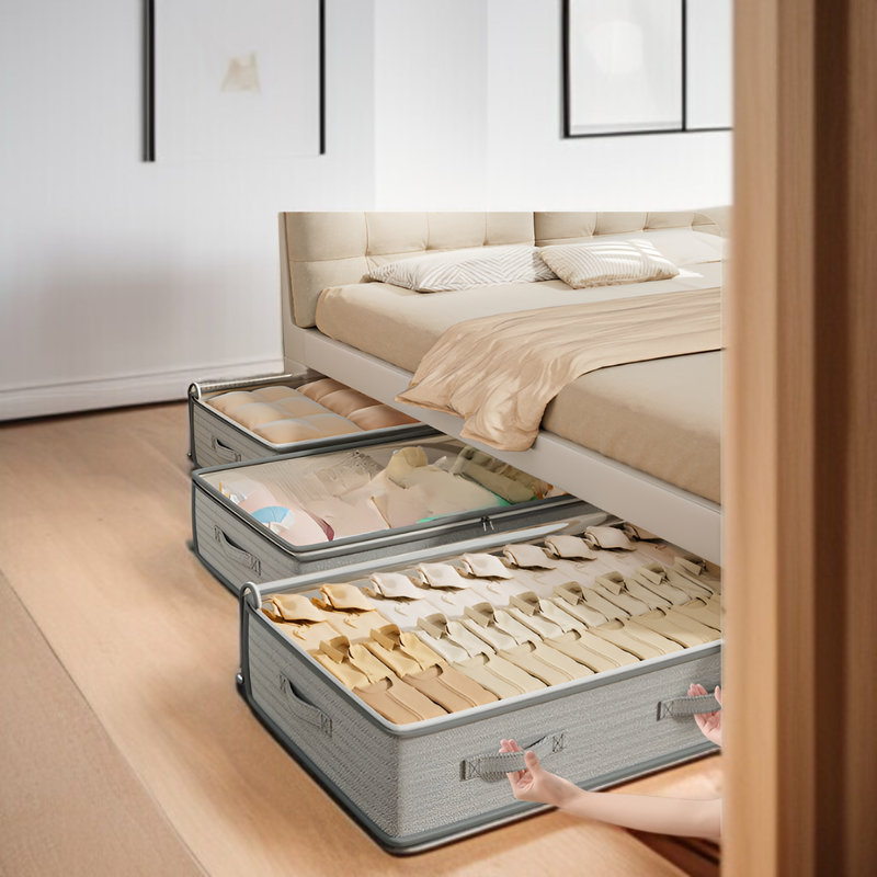 ベッド下収納ボックス フラットな家庭用引き出し式季節キルト収納ボックス ベッド下収納アーティファクト衣類収納ボックス
