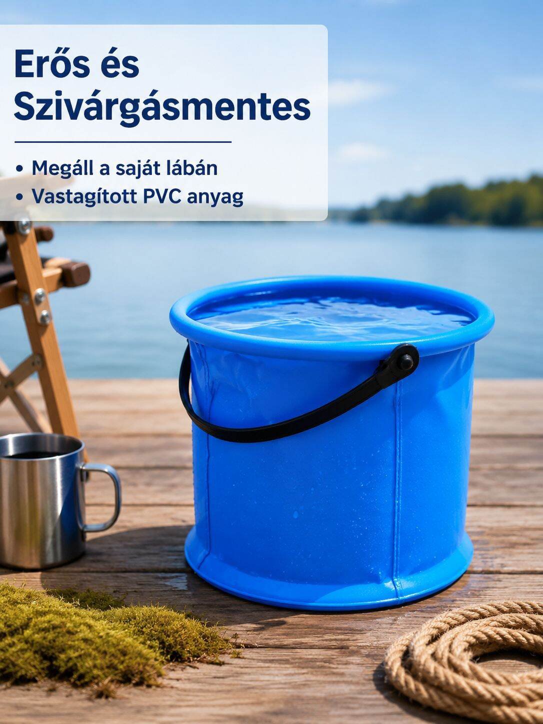 Kültéri hordozható, tartós, összecsukható vödör