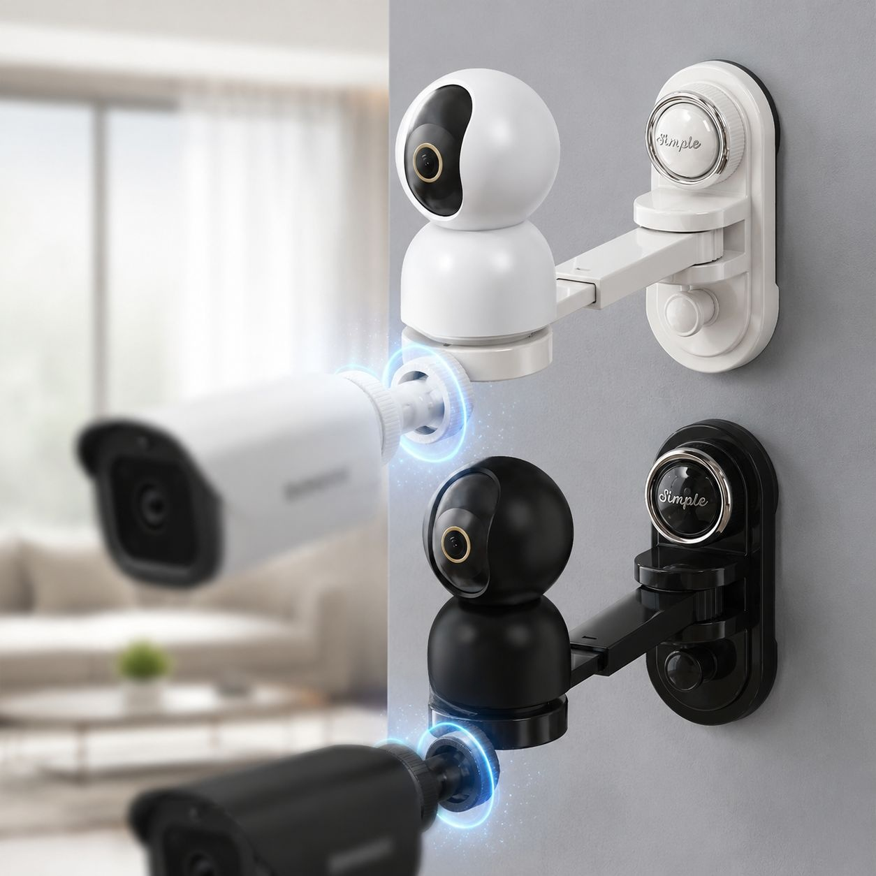 Home Indoor Surveillance Telescopic Rotating Camera Bracket