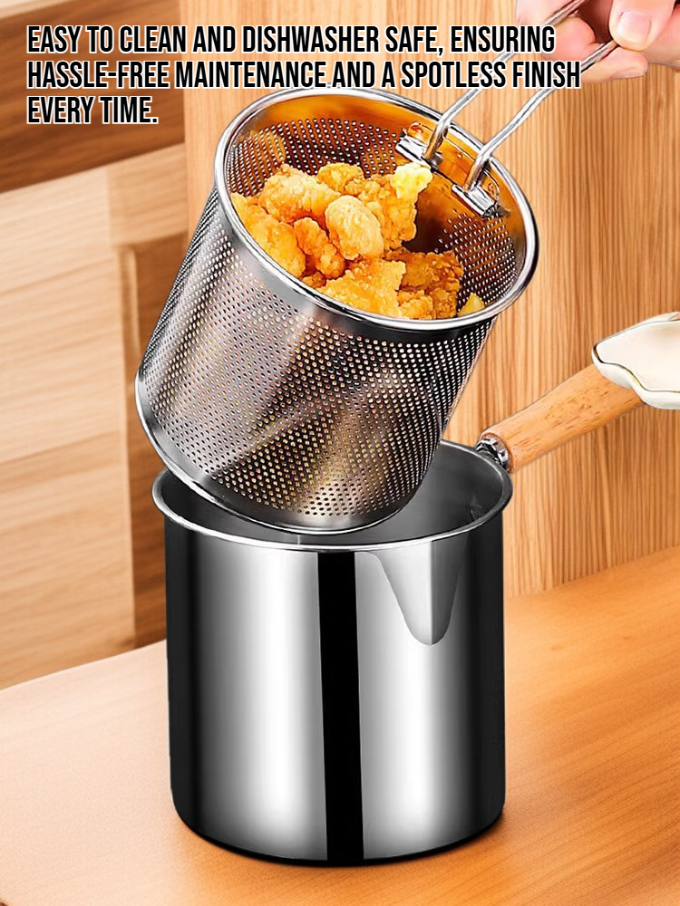 304 stainless steel multi-functional deep fryer on kitchen counter