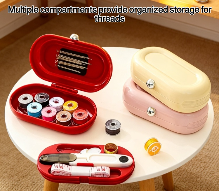 Compact magnetic needle and thread box for sewing