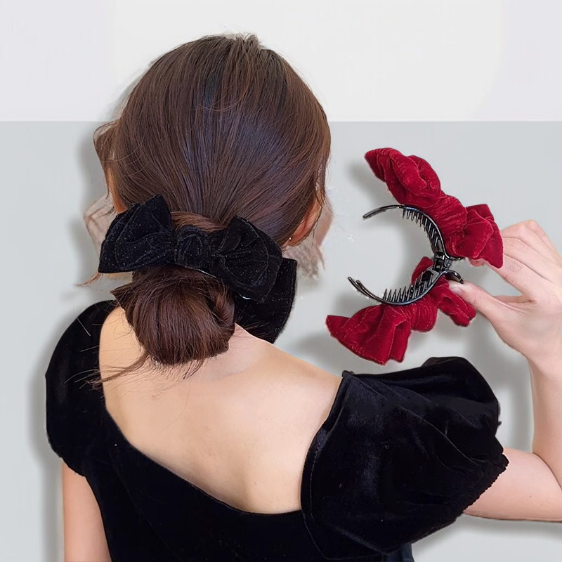 Premium Velvet Bow Ball Head Gripper close-up view