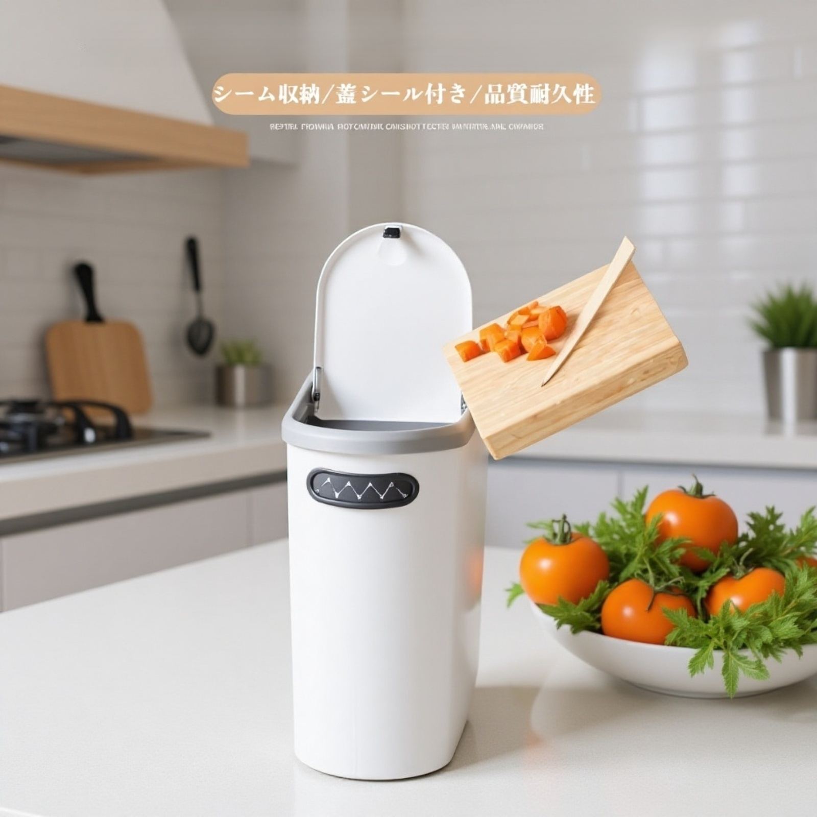 リビング用スリム蓋付きゴミ箱の全体画像