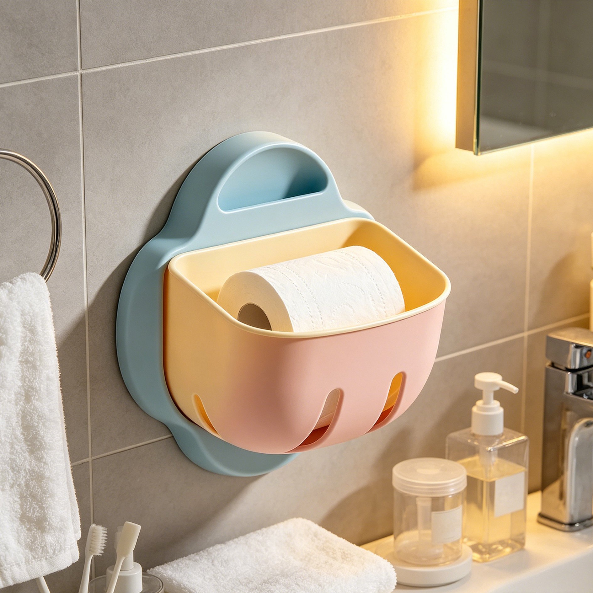 Wandmontierter Toilettenpapier-Aufbewahrungskorb (3er-Set)