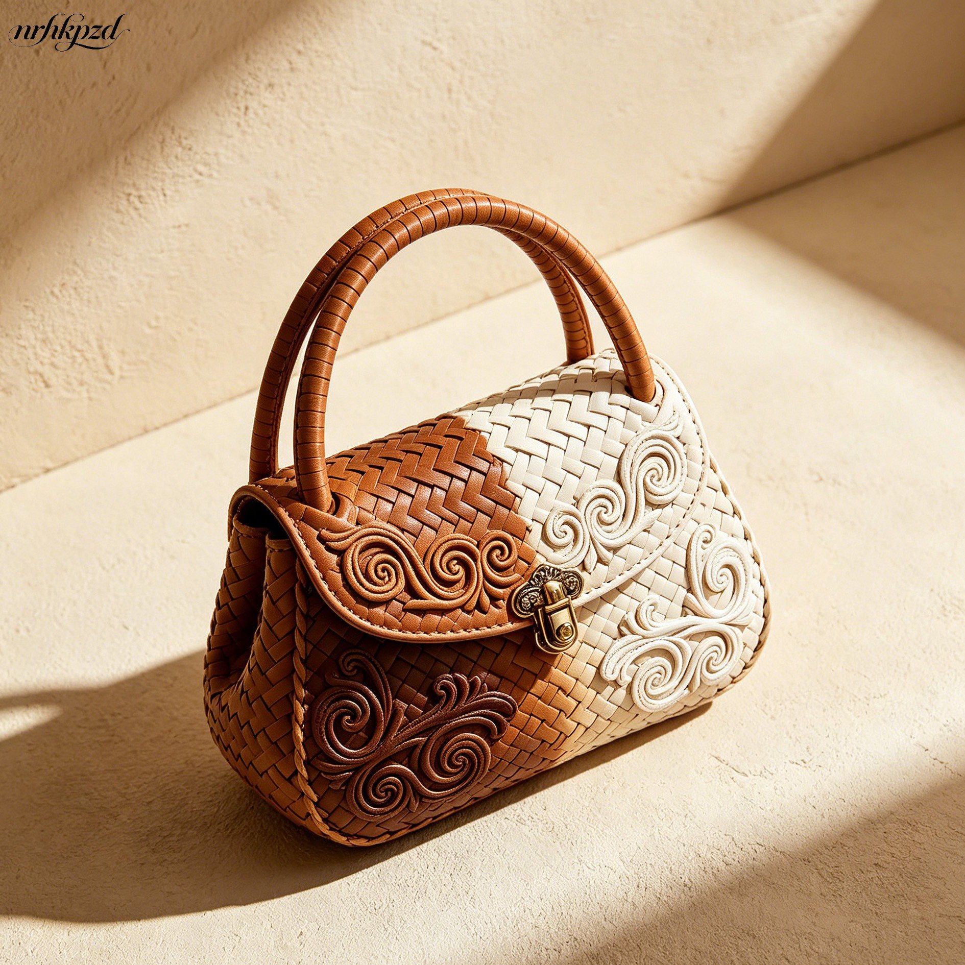 Handgefertigte Handtasche aus Palmfasern Vorderansicht