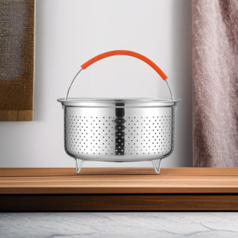 Stainless steel steamer with handle