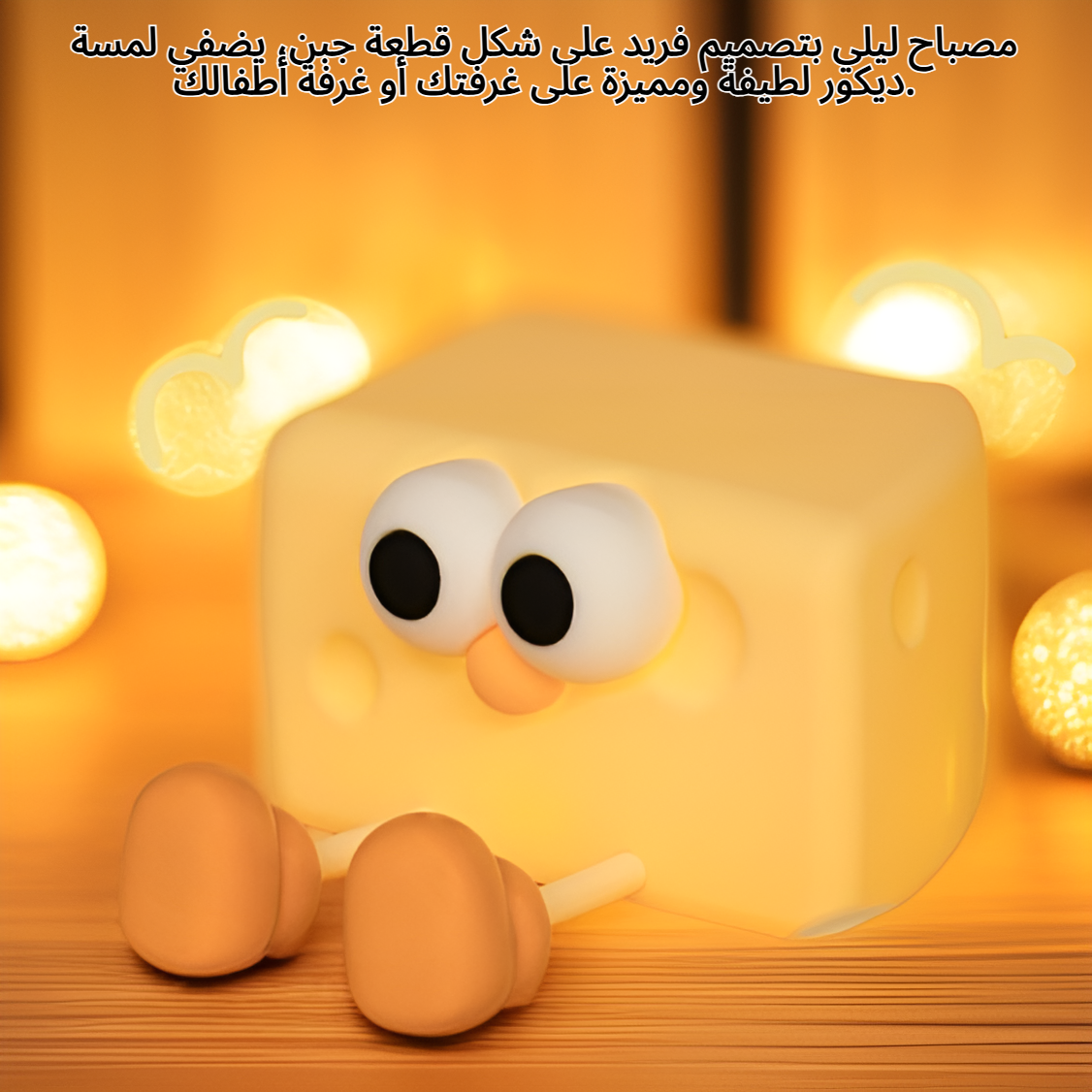 مصباح ليلي على شكل جبن مصنوع من السيليكون الناعم، يضيء بلمسة خفيفة.