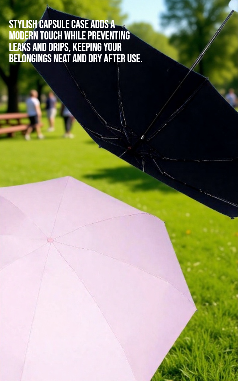 Compact foldable capsule umbrella for sunny and rainy weather