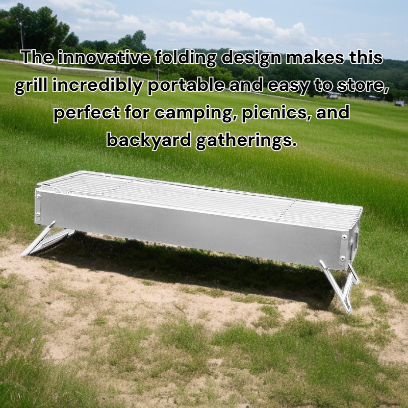 Outdoor smokeless folding barbecue grill