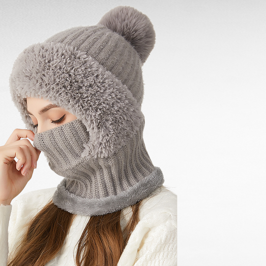  남녀공용 방한 니트 모자 목도리 마스크 일체형