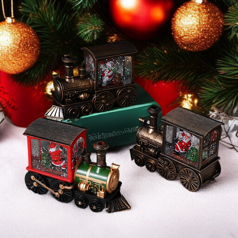 크리스마스 분위기의 테이블 세팅과 기차 장식