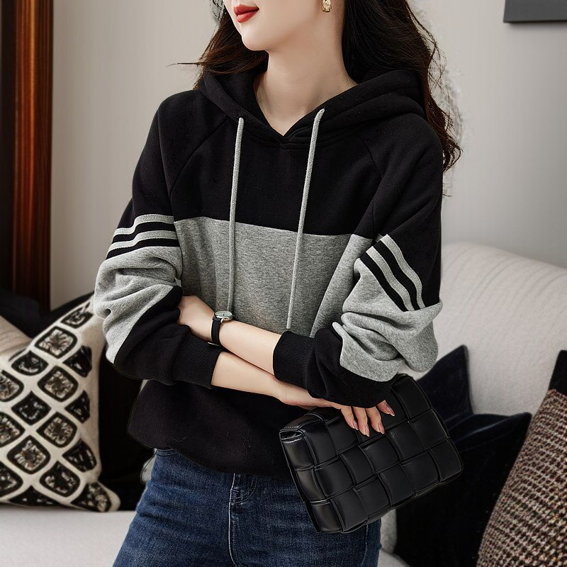 봄 여성 기질 후드 루즈 코트 풀오버 후드