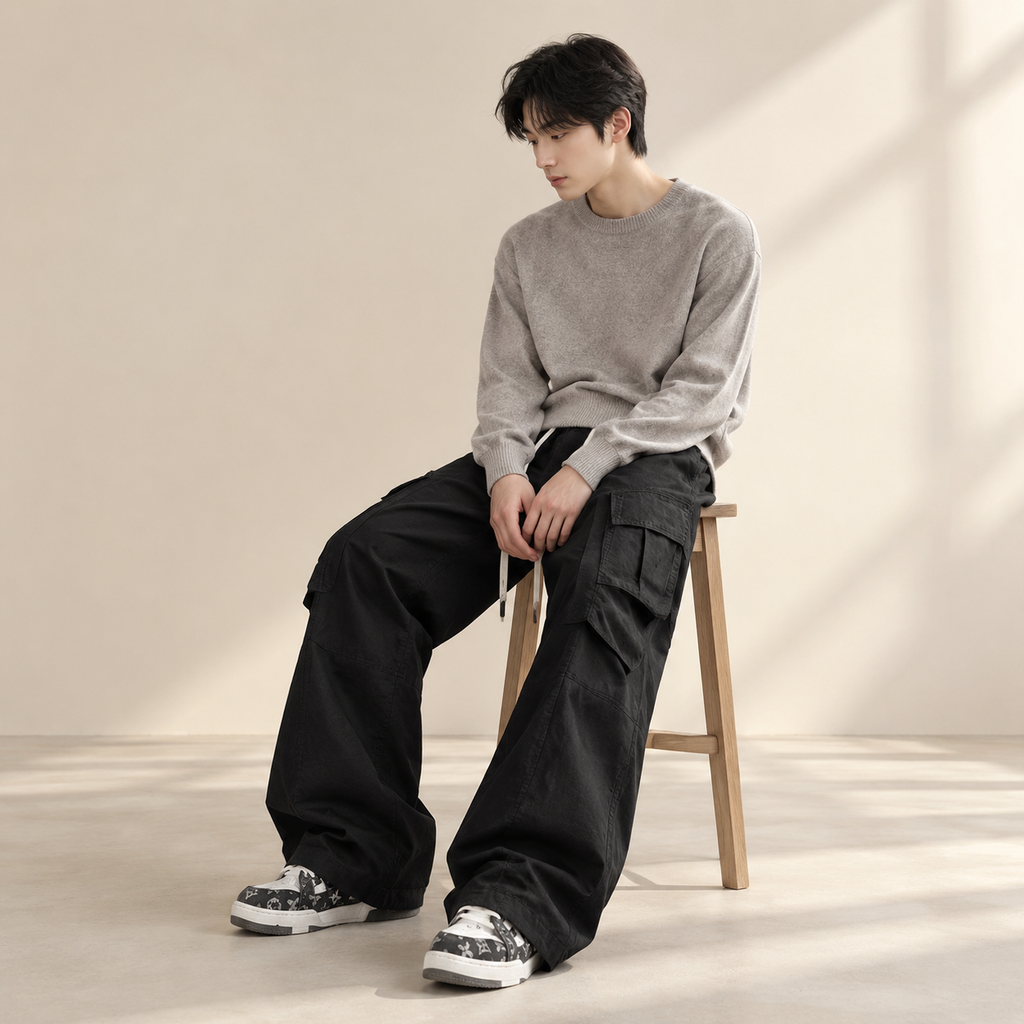 봄가을 신상 남성 미국식 루즈핏 스트레이트 캐주얼 워크 팬츠