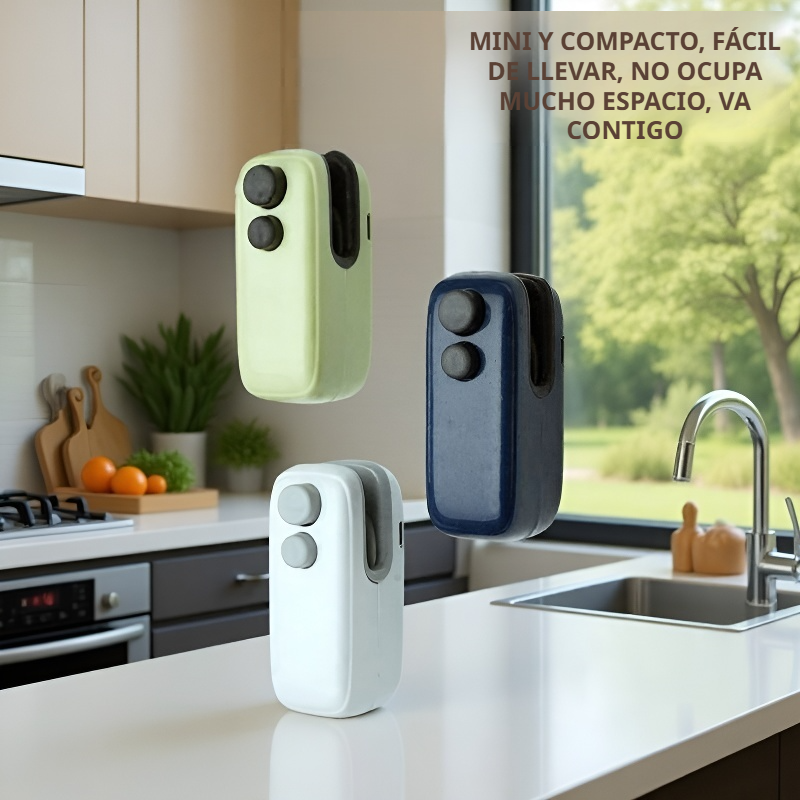 Sellador doméstico de bolsas plásticas, magnético y multifuncional