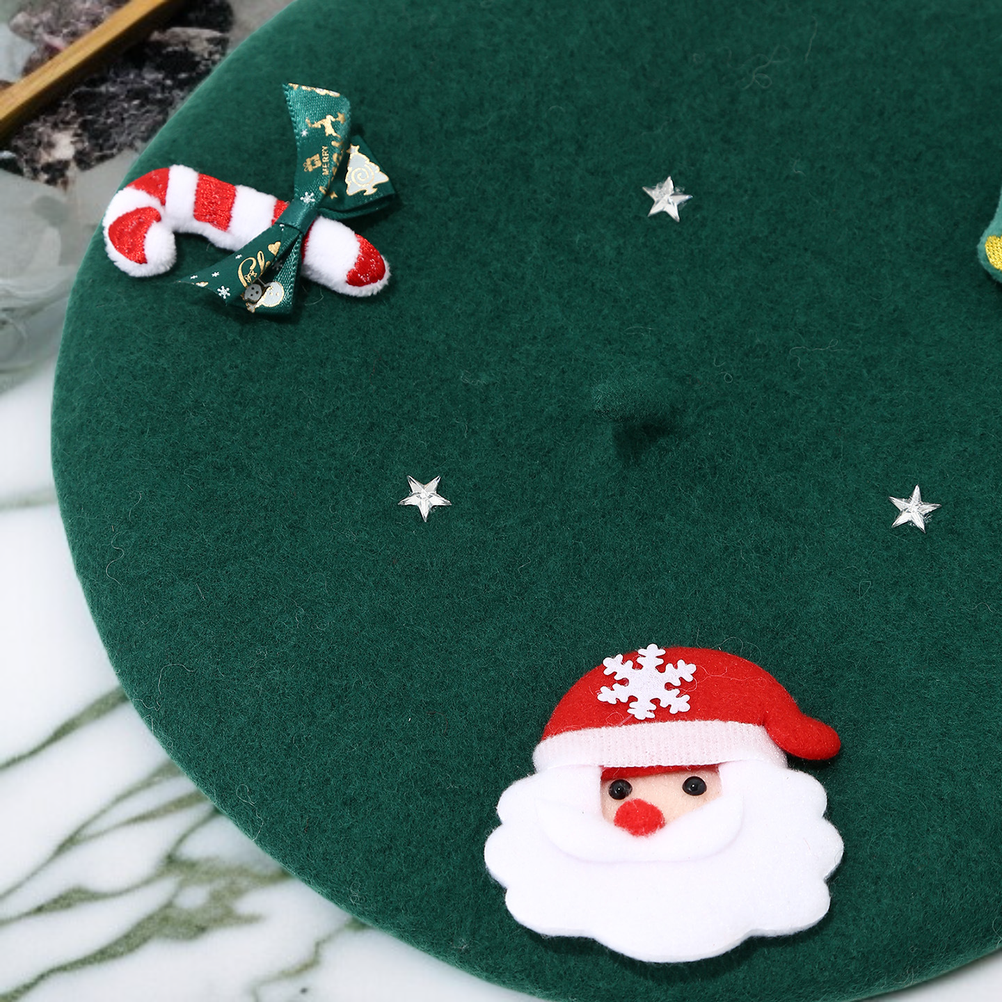 舒適面料蝴蝶結貝雷帽