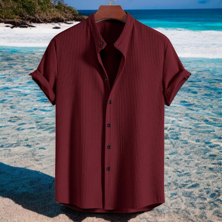 夏のメンズ半袖シャツ 無地 メンズ半袖トップス メンズシャツ