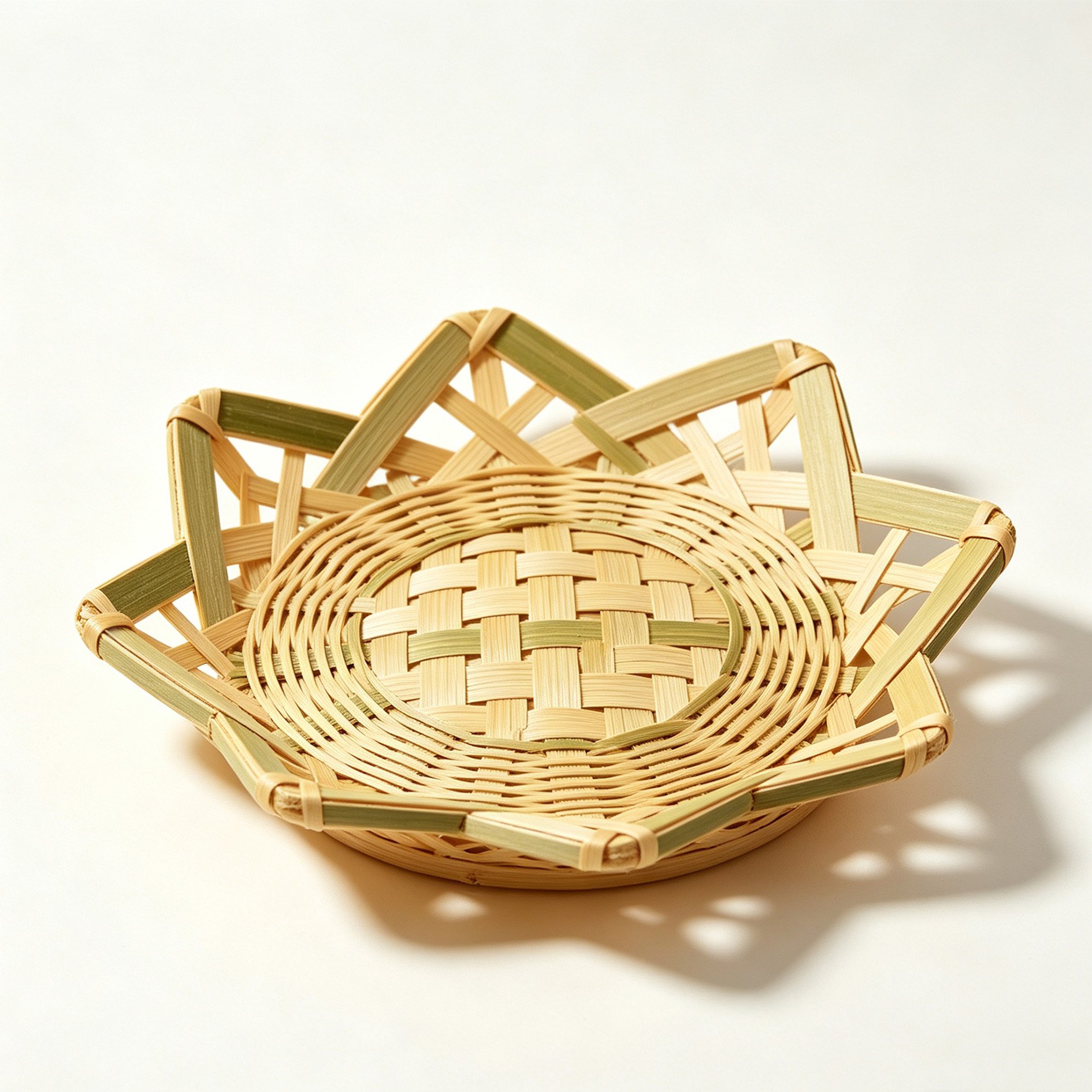 Star-shaped handmade bamboo tea tray