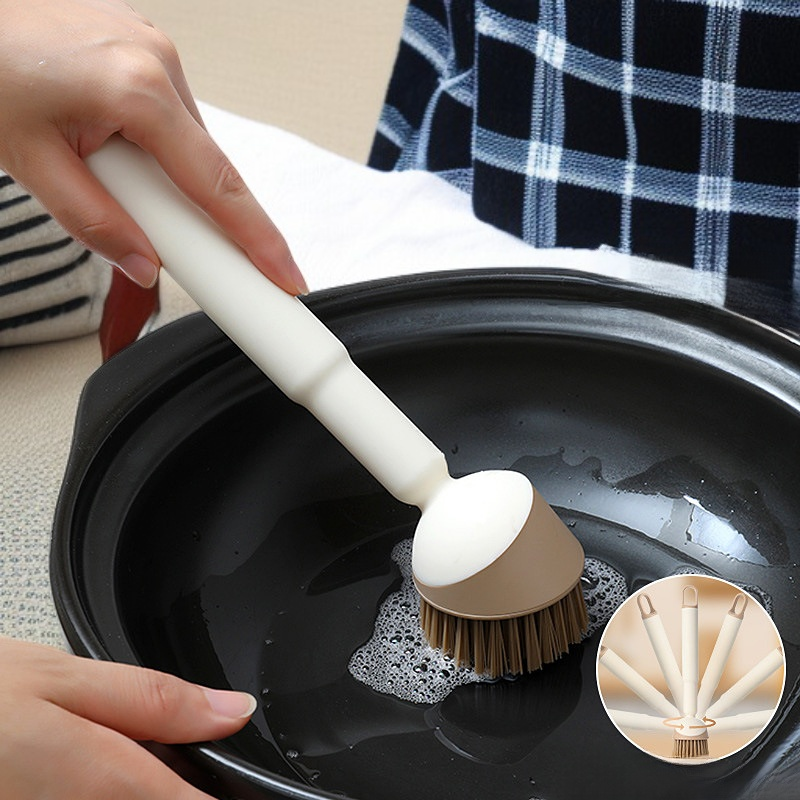 Cepillo multiusos para cocina, limpieza de ollas sin daños, diseño de mango largo