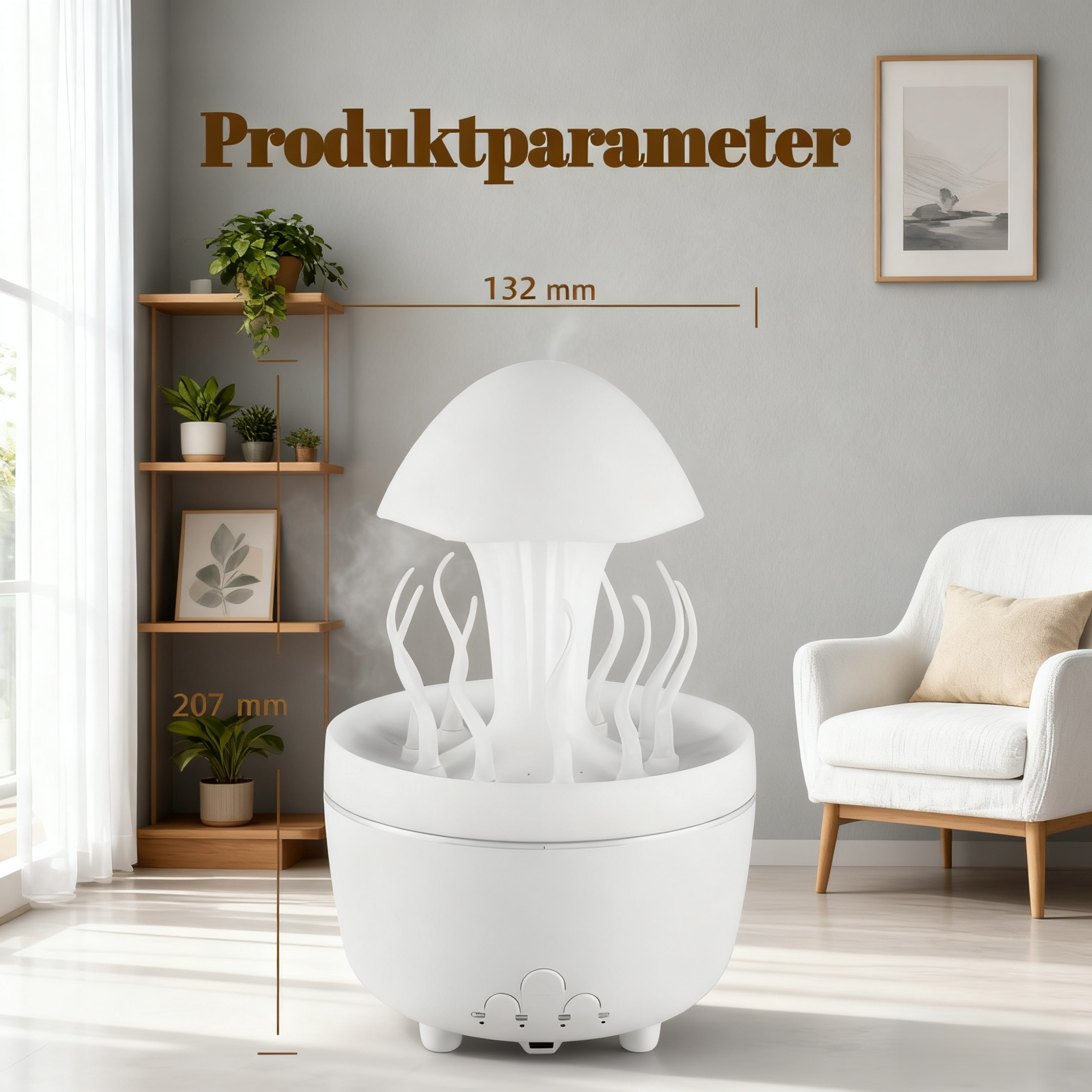 Drehbare Quallen-Aromatherapie-Maschine mit Regen-Tropfen-Design und buntem Nachtlicht für Zuhause