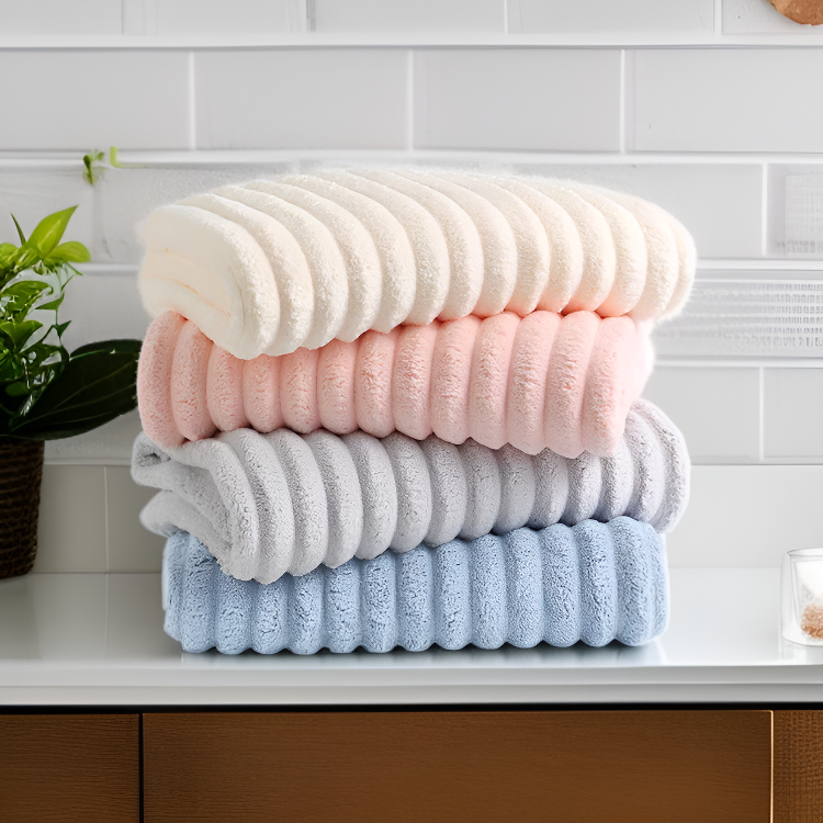 厚手・毛羽立ちにくい高効率吸水タオル