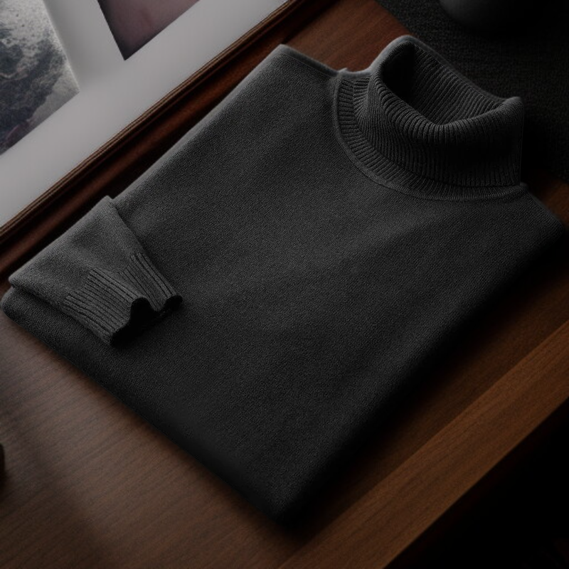 남자 스킨핏 터틀넥 니트 디테일 사진