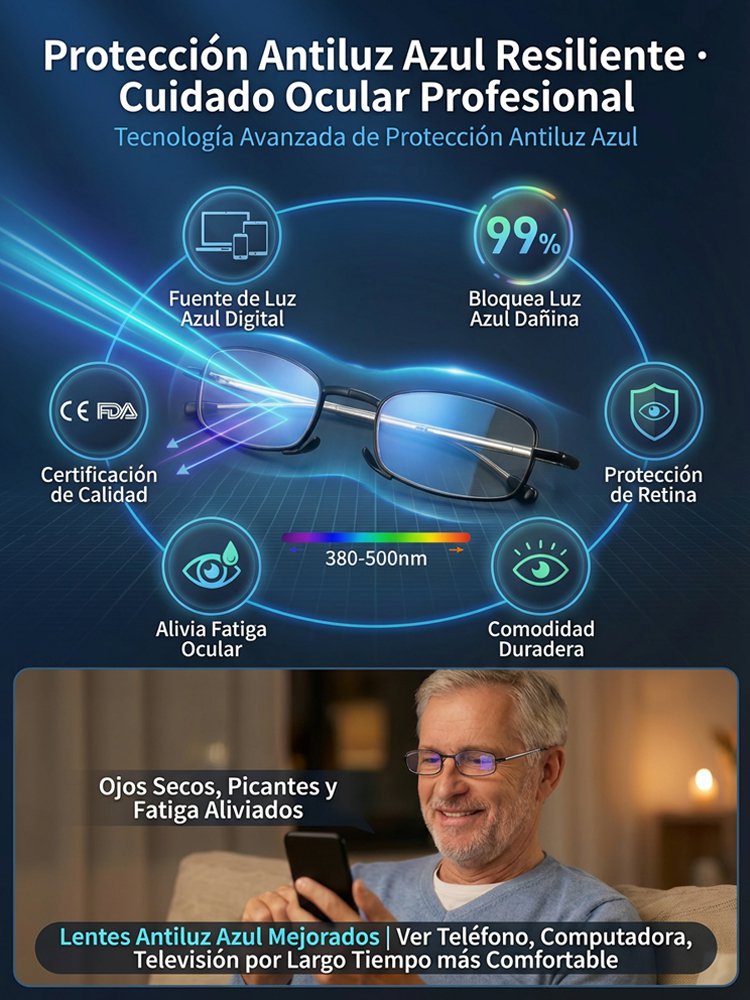 Gafas de lectura inteligentes ultraligeras plegables con zoom y estuche incluido