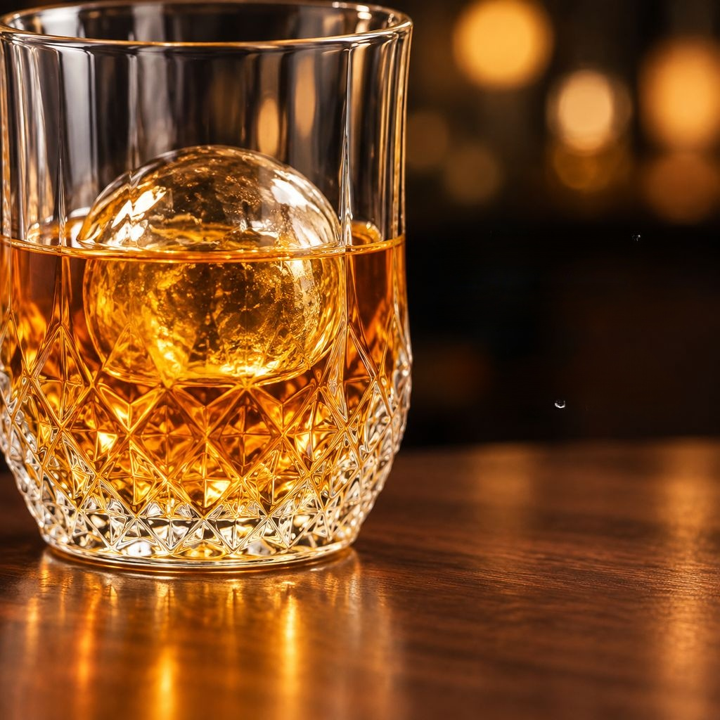 Glazen whiskyglas met diamantpatroon