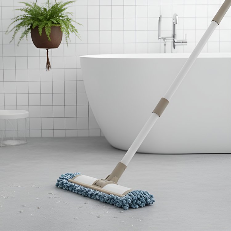 Bílý úklidový mop