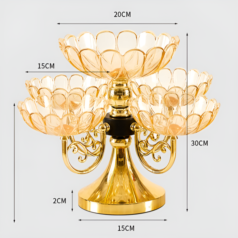 ถาดผลไม้แห้งหมุนได้ กล่องขนมคริสตัล ถาดผลไม้สำหรับห้องรับแขก