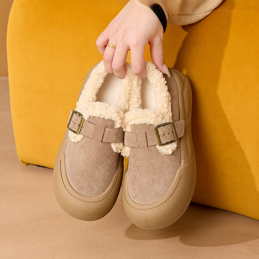 두꺼운 밑창의 털안감 버켄슈 스타일 신발
