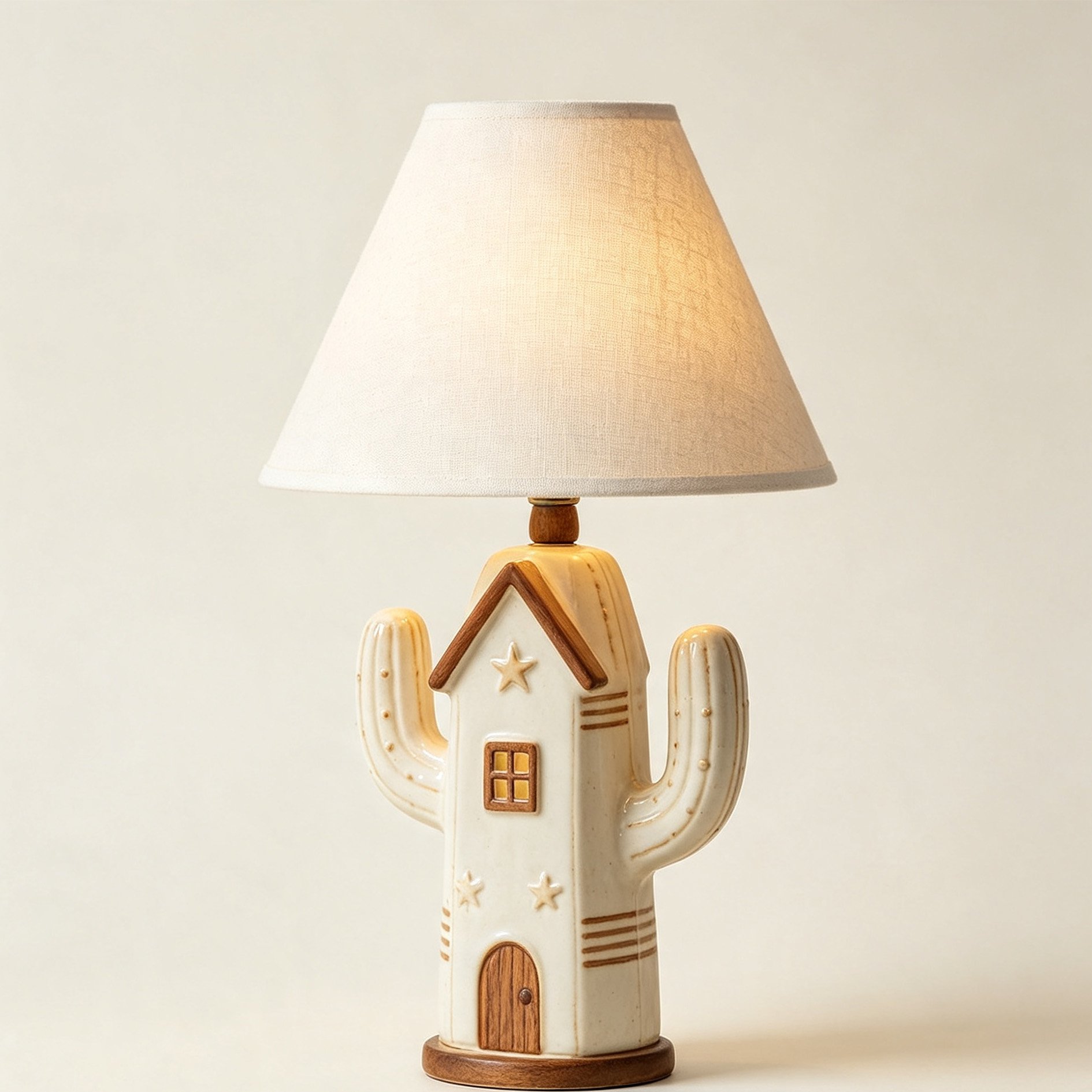 Cactus Table Lamp illuminating living room