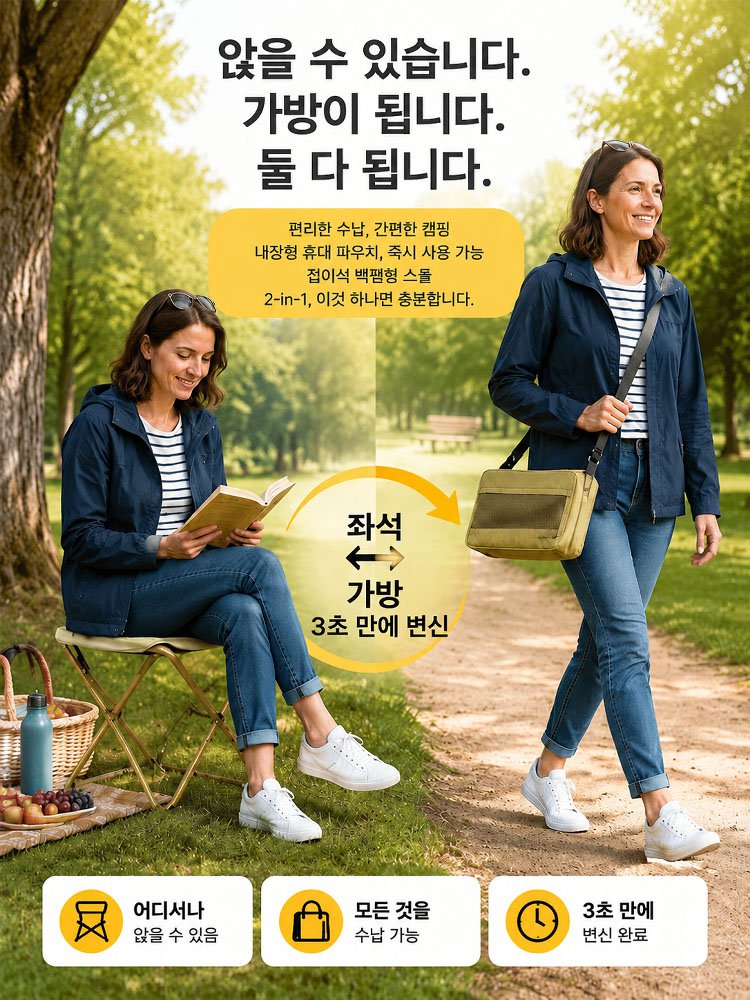 【500파운드 하중】포켓이 있는 휴대용 야외 접이식 의자
