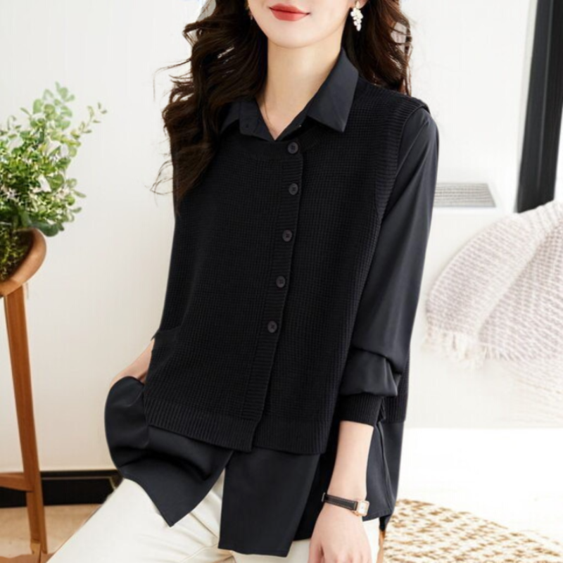 가을 여성 스웨터 페이크 투피스 고급스러운 스타일