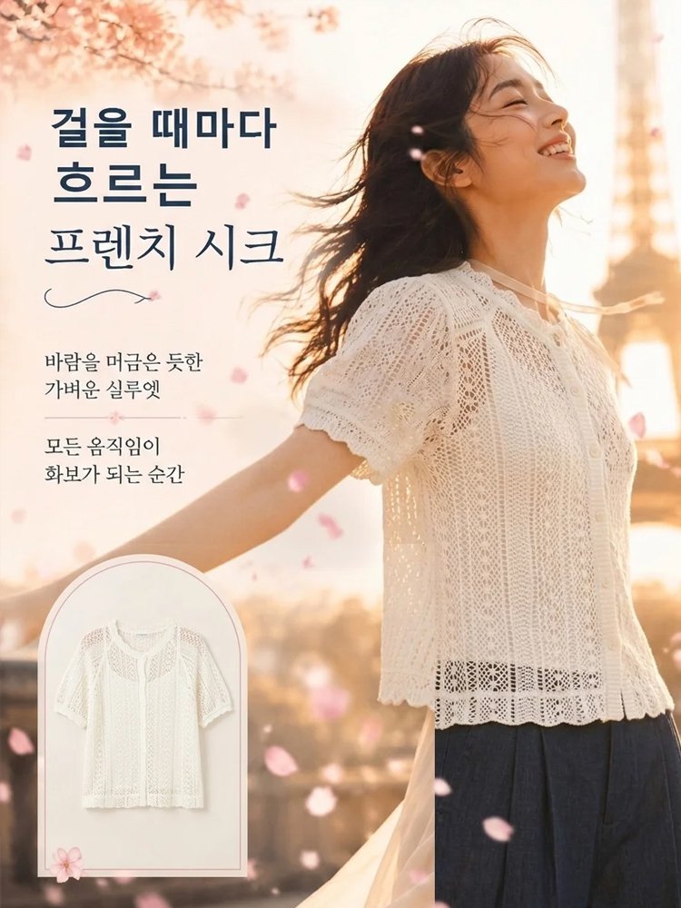 26SS 로셀 쿨링 UV 차단 펀칭 반팔 니트 가디건