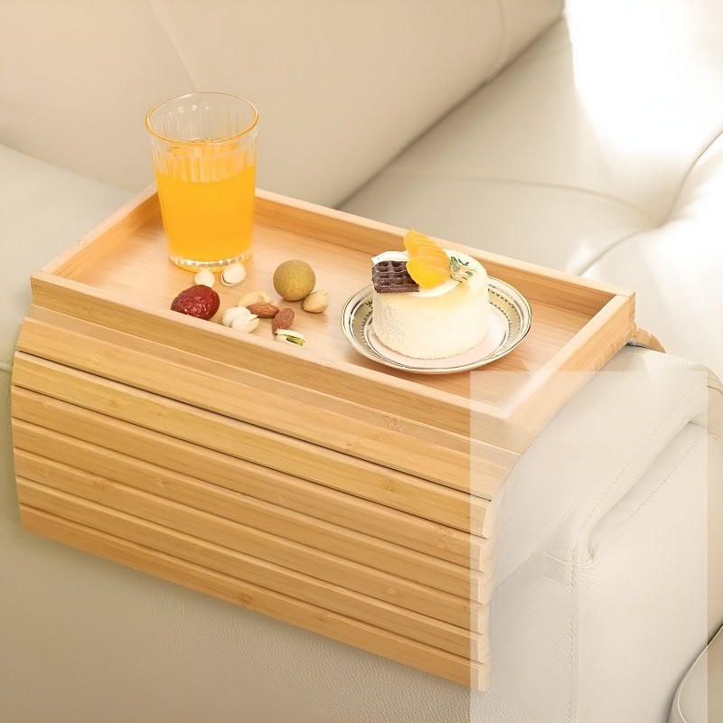 ถาดไม้ไผ่แบบพับได้ ถาดอาหารและผลไม้สารพัดประโยชน์