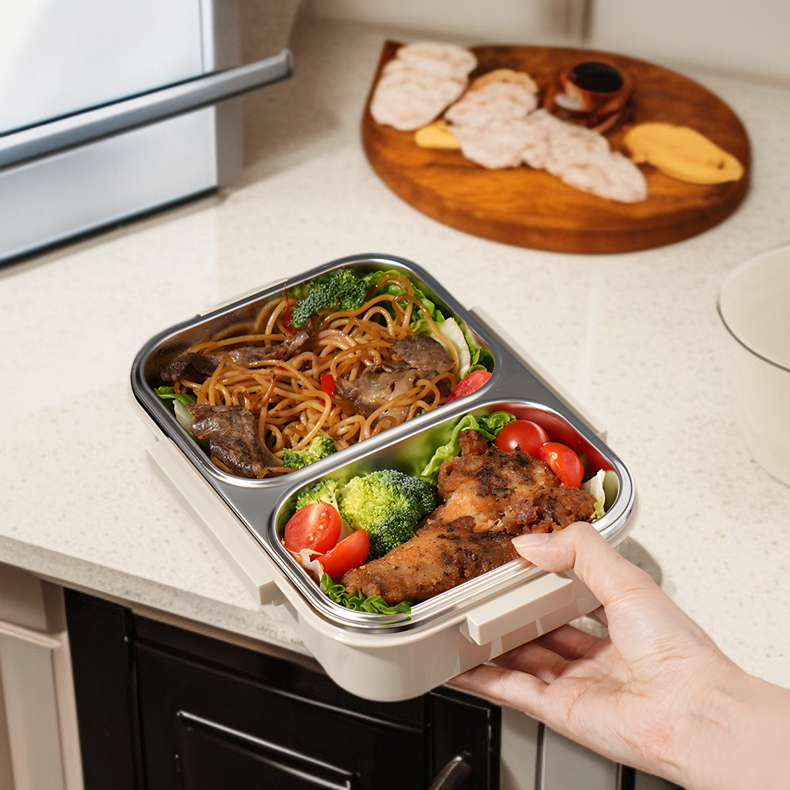 304ステンレススチールランチボックス防臭ランチボックス保温ロックフレッシュ学生オフィスワーカーランチボックスポータブル密閉ランチボックスコンパートメントスクエアランチボックス