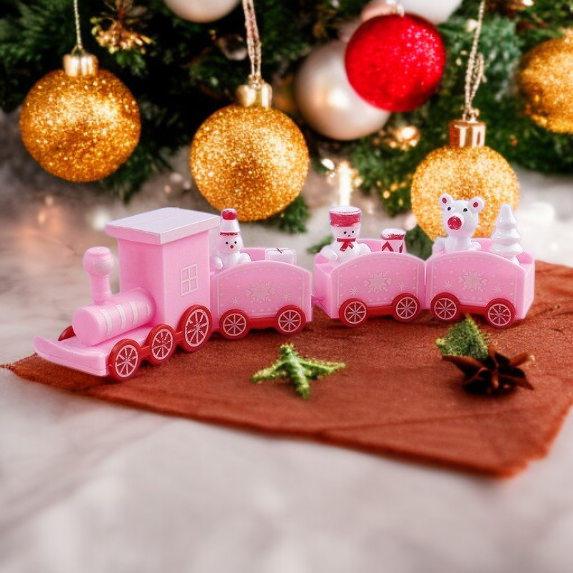 قطار عيد الميلاد مع هدايا وزينة