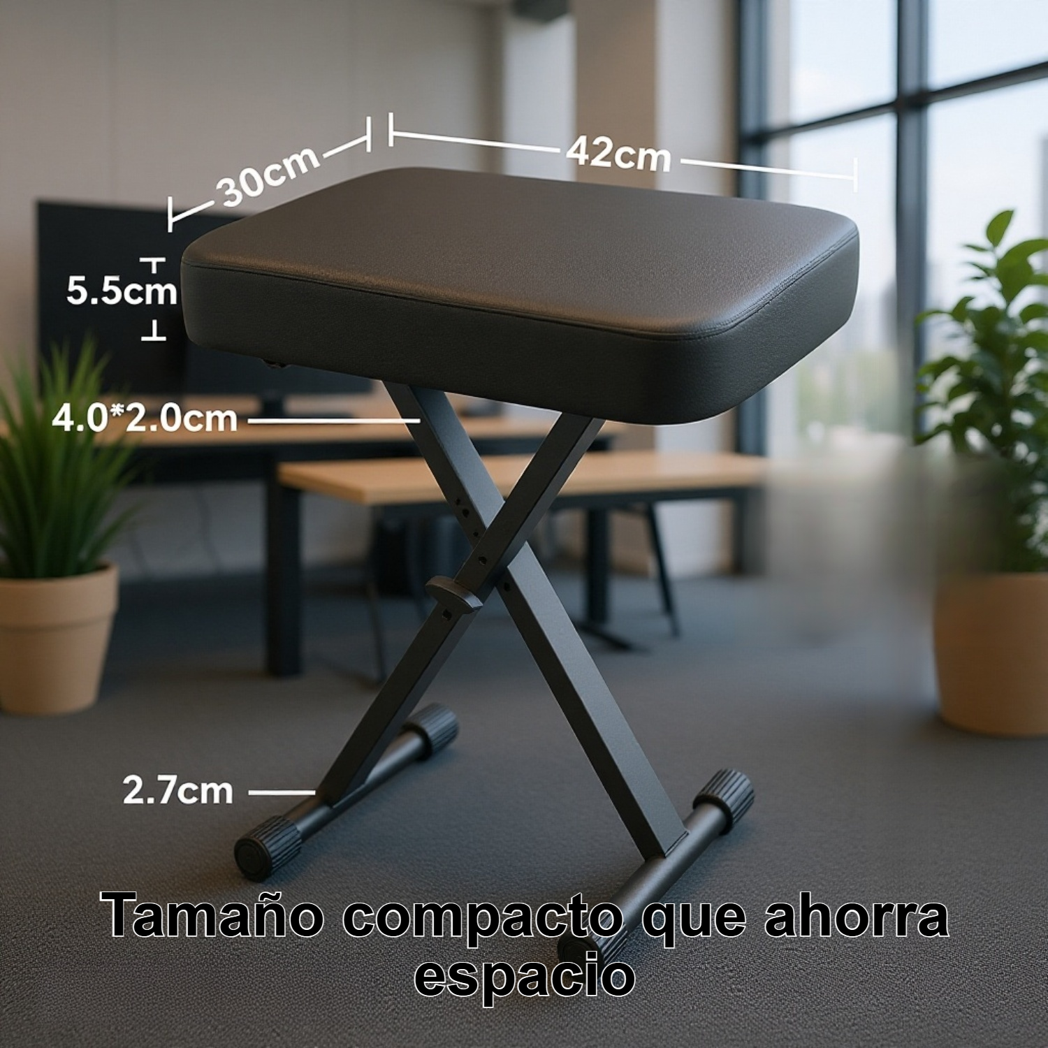 Taburete cuadrado de madera resistente