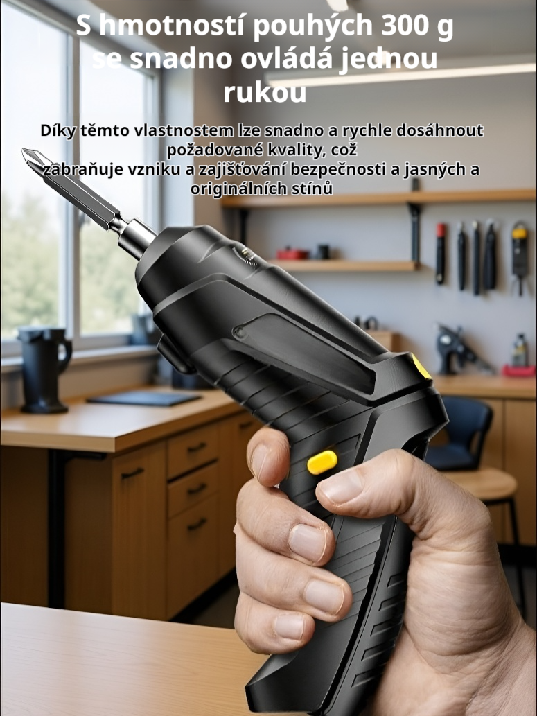 Český: Elektrický šroubovák s nabíjením – sada ručního vrtáku a nářadí