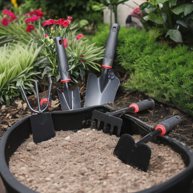 Großhandel kleine Gartenwerkzeuge: Metall-Spaten, 5-Zahn-Rechen, Graber, Hacke mit PP-Griff